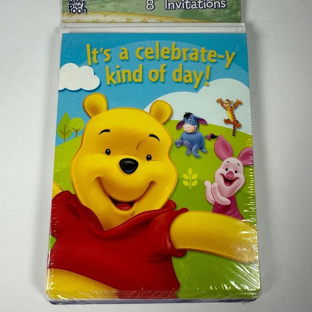Disney Winnie‎ the Pooh Vtg Party Invitations Hallmark Party Express - 8 Count